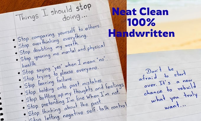 handwrite letters, notes any personalized documents