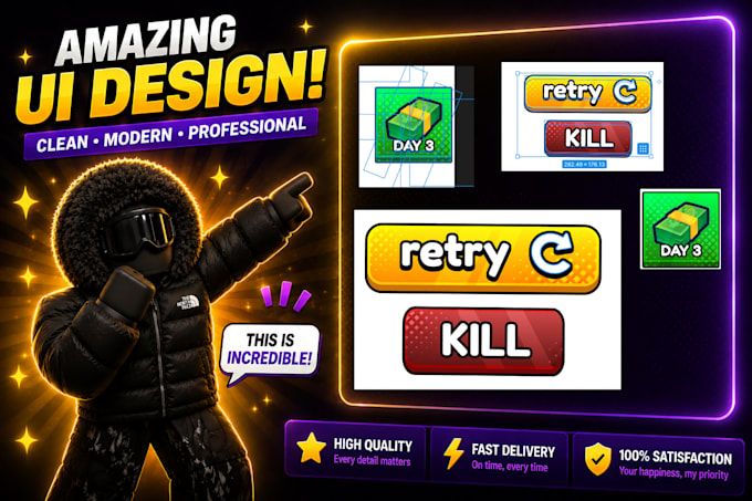 design professional roblox UI, gui and icons