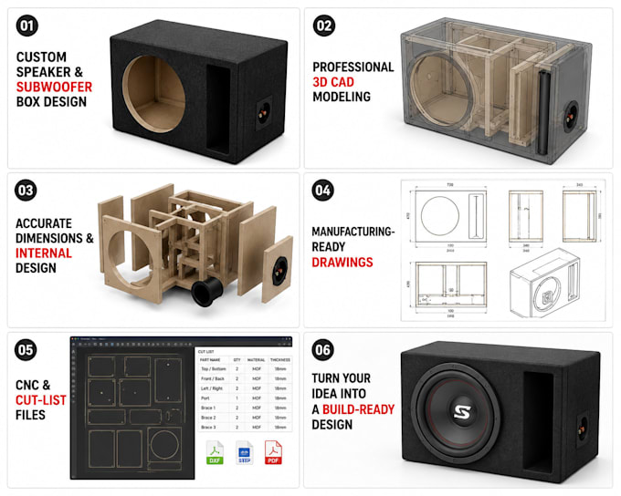 design speaker cabinets, subwoofer boxes and audio enclosure