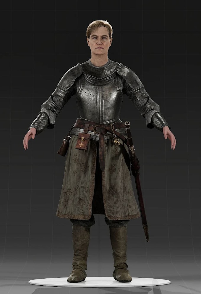 create a game ready 3d character with rigging and pbr textures