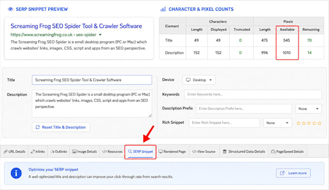 optimize meta title serp snippets, bounce rate and on page SEO with ahrefs web