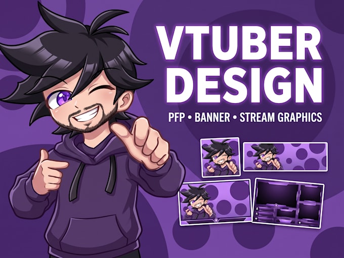 create anime vtuber pfp, banner and stream graphics