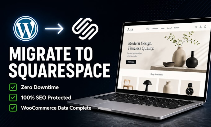 migrate transfer wordpress website woocommerce to squarespace website migration