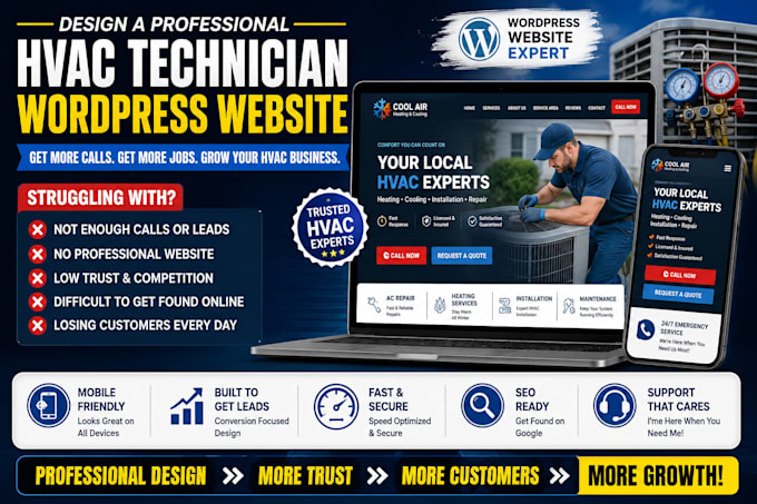 design a professional hvac technician wordpress website