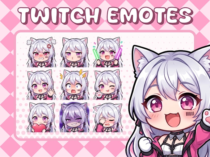 design custom twitch emotes, sub badges and vtuber emotes