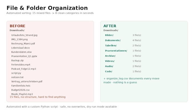organize and sort your messy folder or files automatically