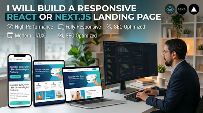 build a responsive react or nextjs landing page