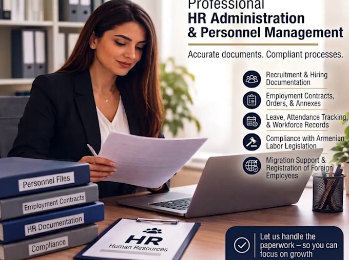 provide full HR ops, documents, policies, recruitment, and work permits