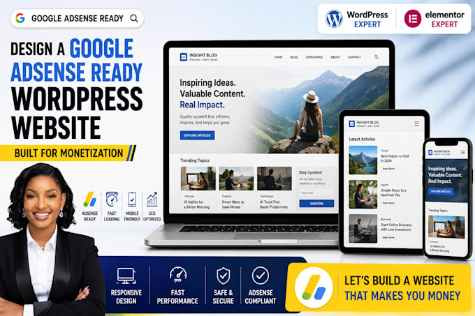 design a google adsense ready wordpress website for monetization
