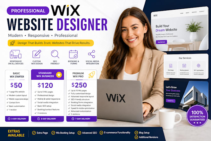 be your wix web designer for professional modern business website design