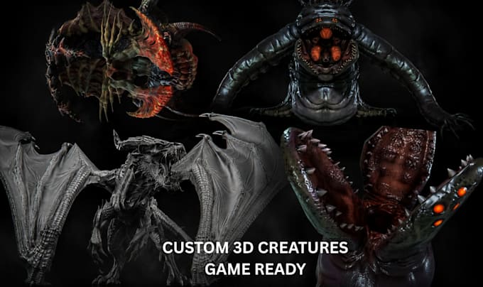 create custom 3d creature model, dragon, monster beast, alien 3d model for game