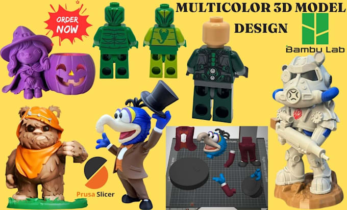 design multicolor 3d model paint and split stl to 3mf for bambu ams prusa mmu