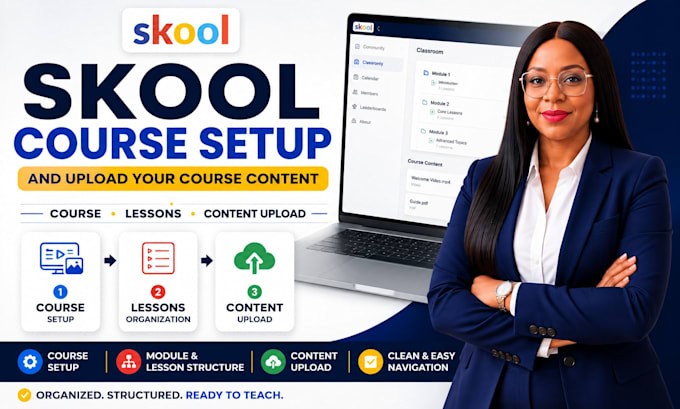 do skool course setup and upload your course content