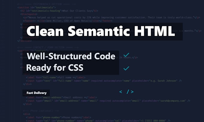 write clean semantic HTML structure for your webpage