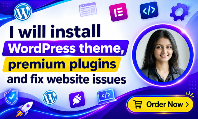 install wordpress theme, premium plugins and fix website issues