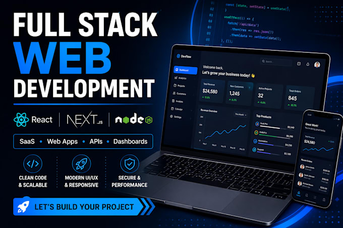 build full stack web applications for businesses startups and companies