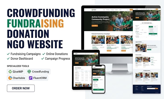 design crowdfunding fundraising donation website ngo donation system website
