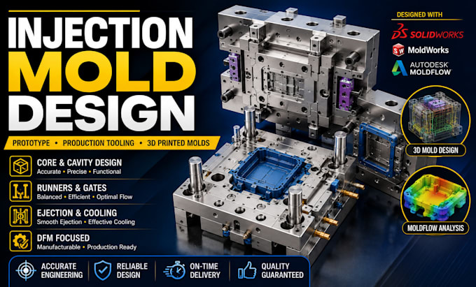 design 3d printed injection molds, production tooling and prototype molds