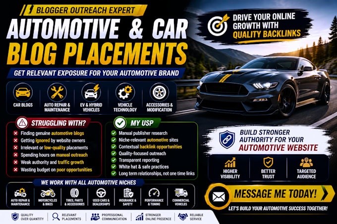 write,publish auto guest post,auto backlinks on car blogs