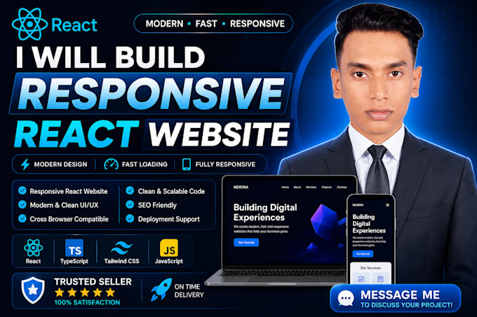 build a responsive react website with modern UI