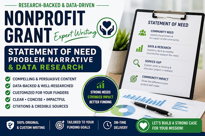write nonprofit grant statement of need problem narrative data research