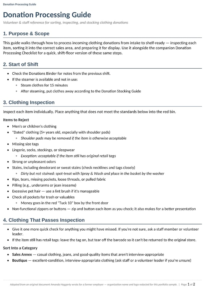 write clear sops and process documentation for your business