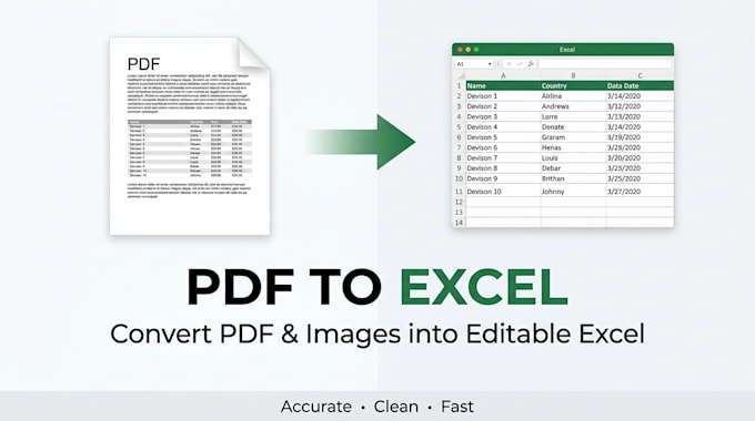 convert PDF to excel