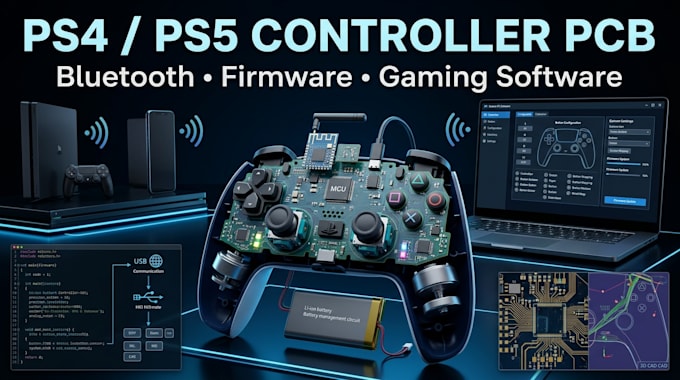 design ps4 ps5 controller pcb with bluetooth embedded firmware and software