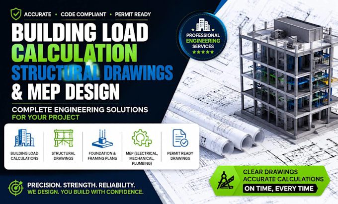 building load calculation structural engineering drawing and mep