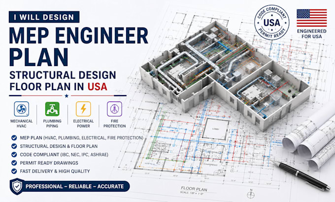 design mep engineer plan structural design floor plan in usa