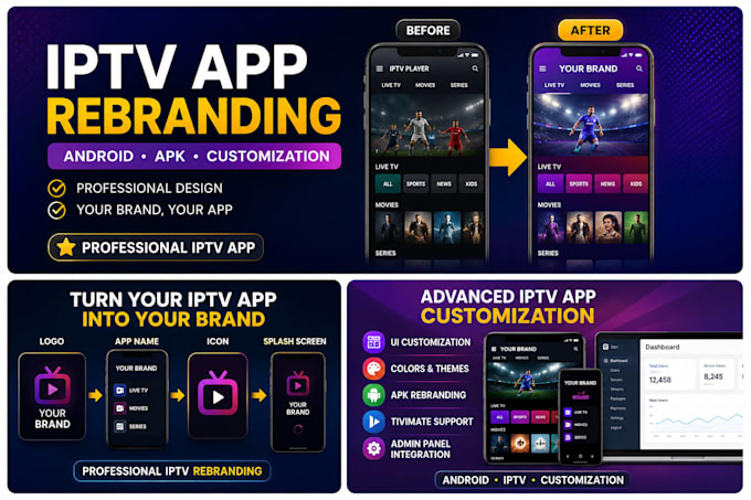 professionally rebrand and customize your iptv android app