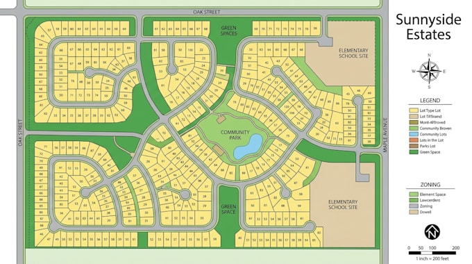 create subdivision map, master plan, neighborhood layout and site plan