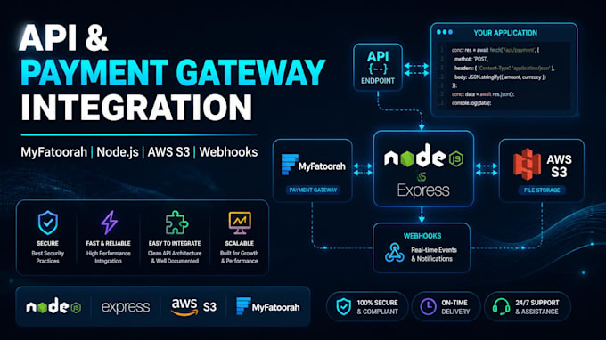 integrate myfatoorah payment gateway nodejs api aws s3 webhooks