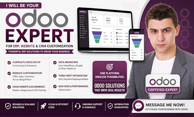 setup odoo erp, design odoo website crm workflow automation