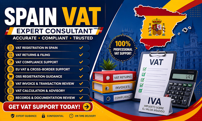 handle spain vat registration, filing, compliance and oss