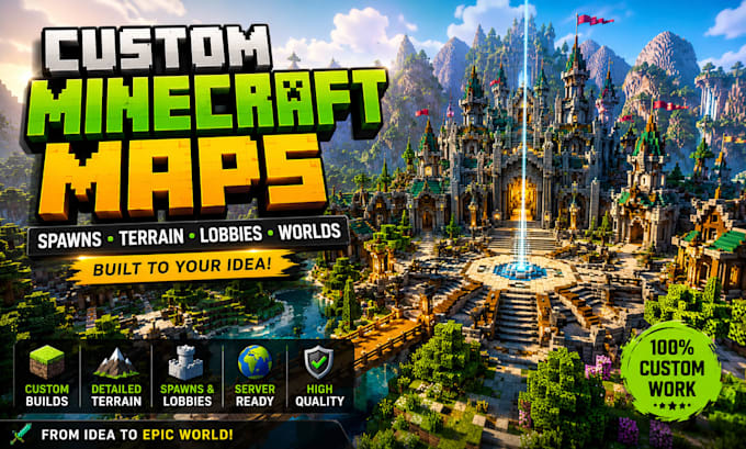 build a custom minecraft map, terrain, spawn, lobby, hub or world