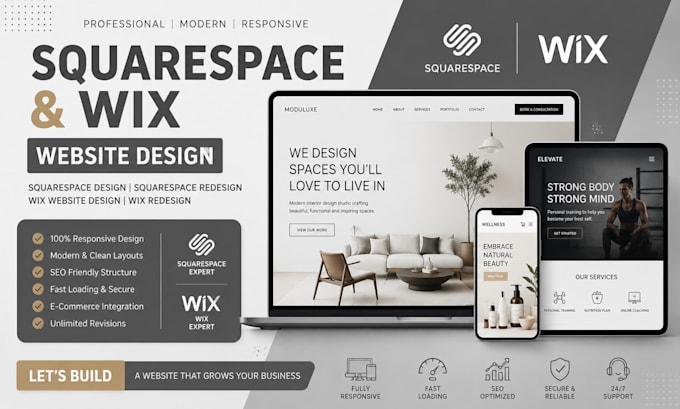 squarespace website design squarespace redesign wix website design wix redesign