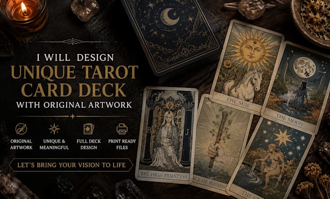 design a unique tarot card deck with original artwork