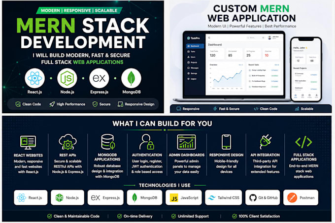 develop a modern responsive mern stack website
