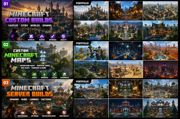 build a custom minecraft world, map, castle, city or server spawn
