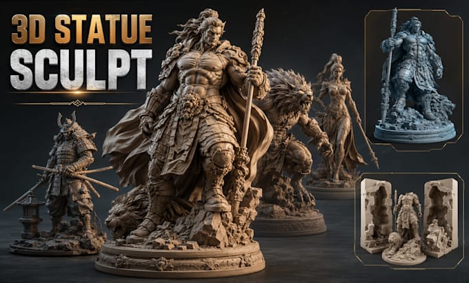 design 3d statue molds, sculpt 3d models and stl files for casting