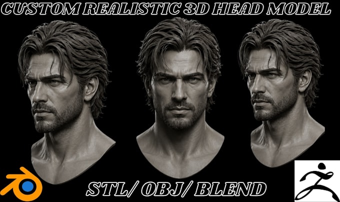 sculpt realistic 3d head model face likeness character bust stl for 3d printing