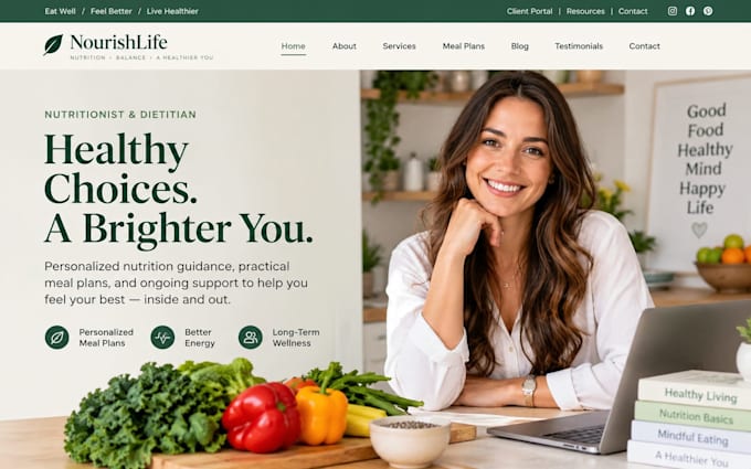 design squarespace nutritionist dietitian website meal plan wellness website