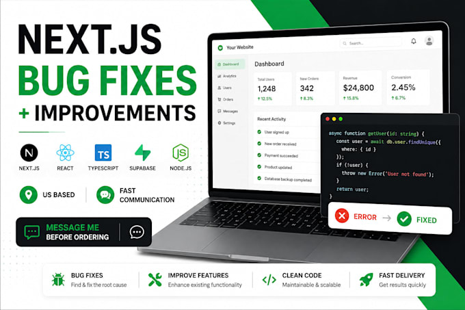 fix and improve your nextjs or react web app
