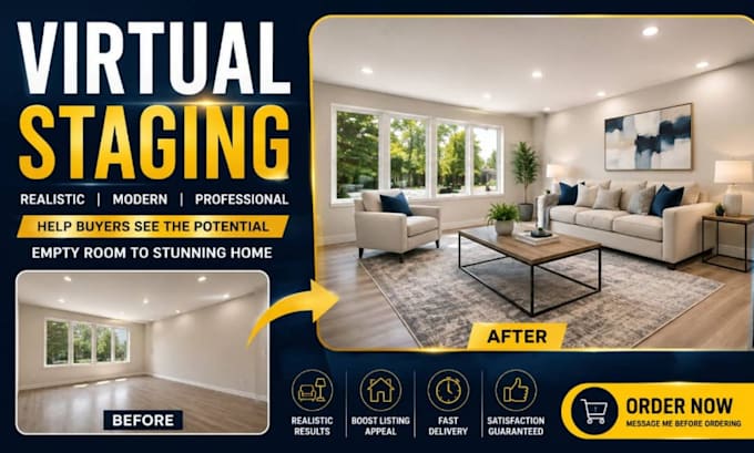 do realistic virtual staging for real estate listings and virtual home staging
