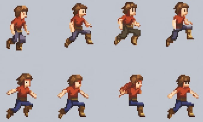 create custom 2d pixel art character assets and animation sprite sheets