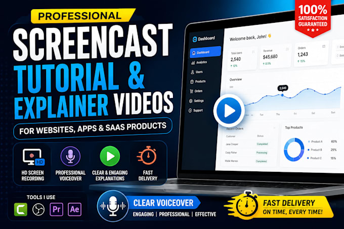 screencast tutorial or explainer videos for website, app