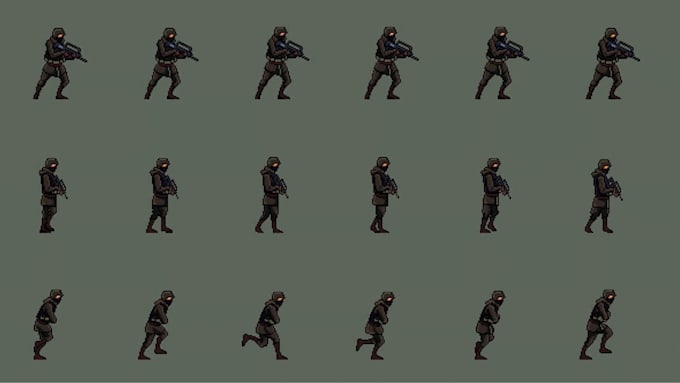 do pixel art character, sprite sheet, pixel art animation, isometric pixel art