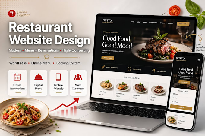 build restuarant and food website with online ordering, booking using wordpress