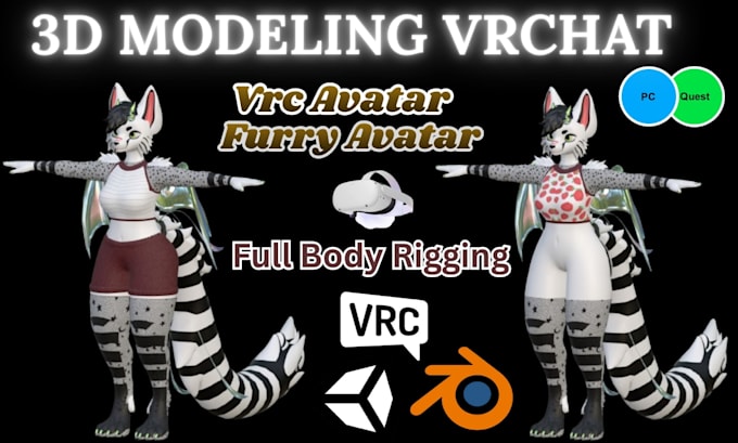 design your vrchat avatar, furry avatar, vr character model